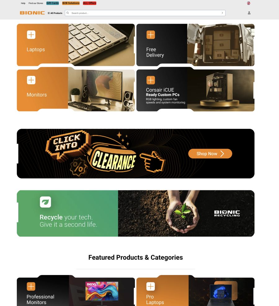 The bionic.com.cy online store homepage