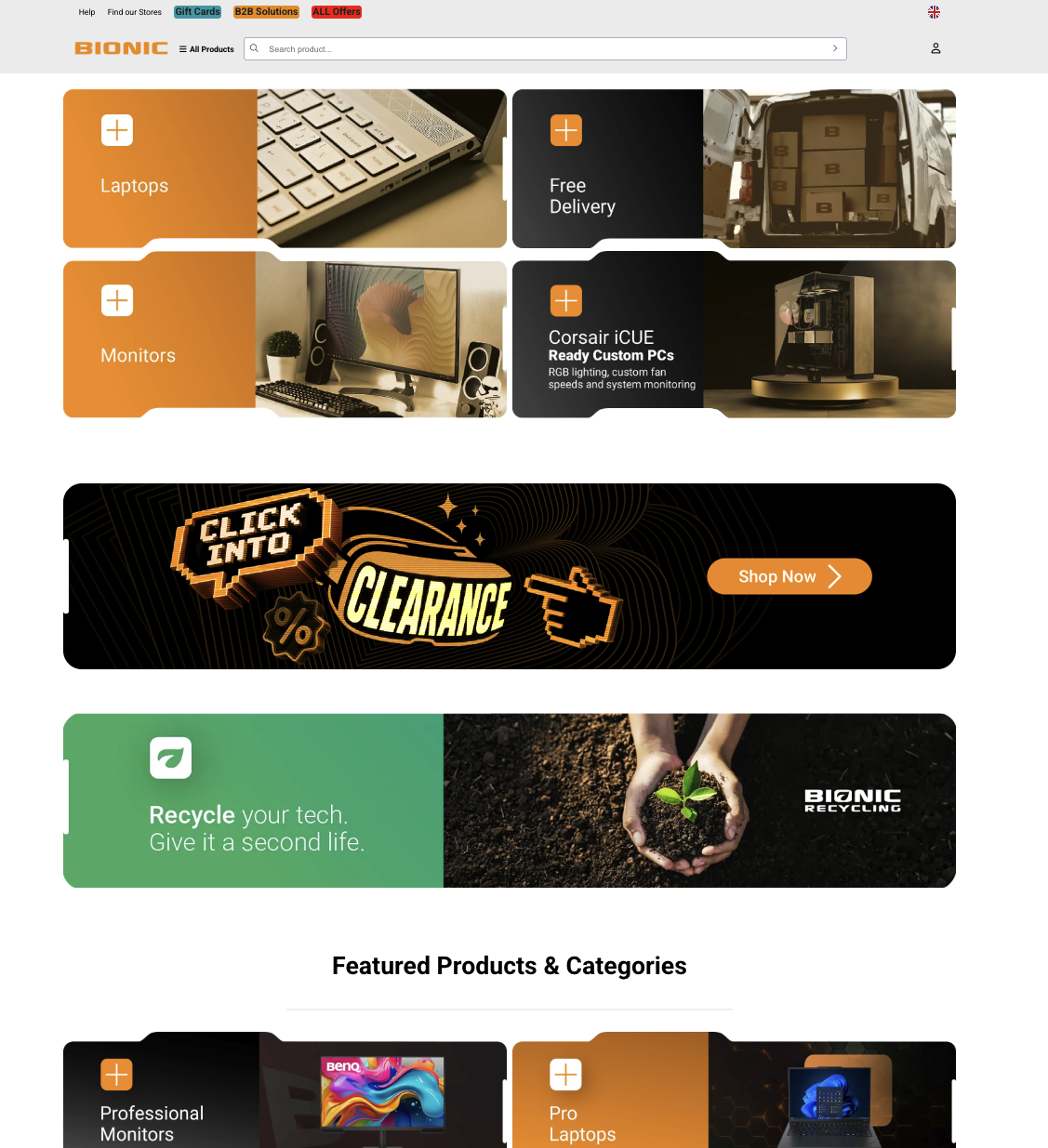 Bionic online store homepage, bionic.com.cy
