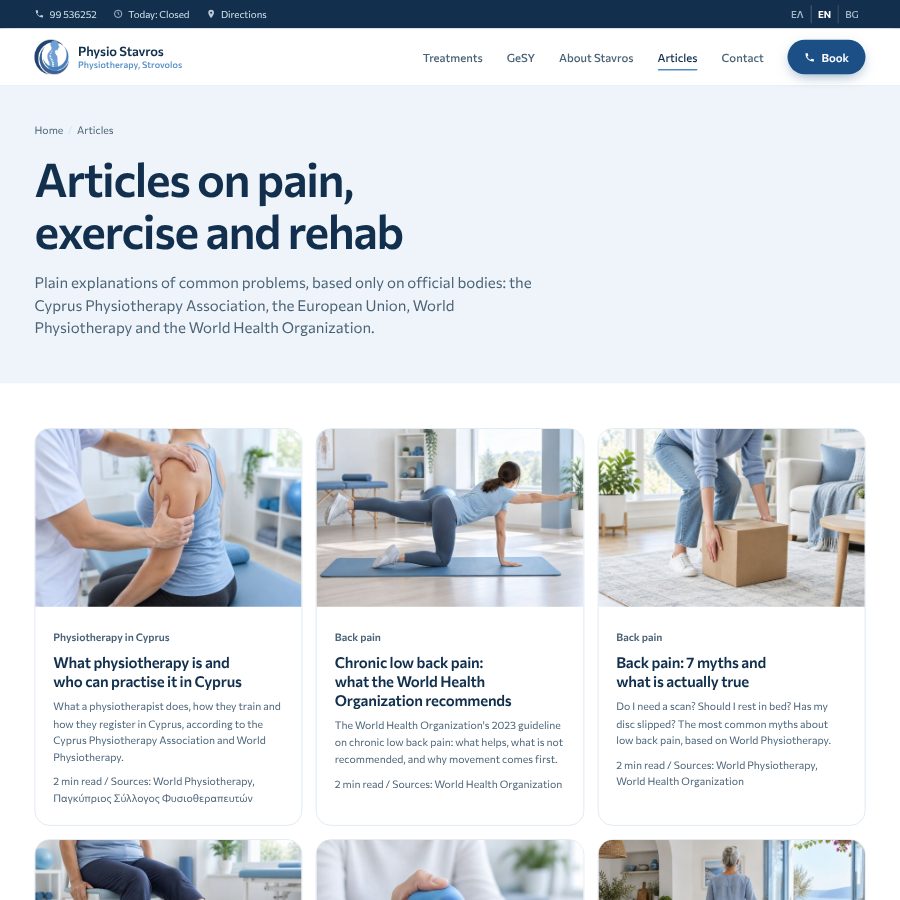 The Physio Stavros blog, written for local search